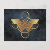 投げ疑問に思縄の上の女性の金ゴールド記号 ポストカード (正面)