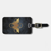 投げ疑問に思縄の上の女性の金ゴールド記号 ラゲッジタグ (正面横)