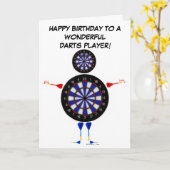 投げ矢プレーヤーの誕生日 カード (黄色い花)