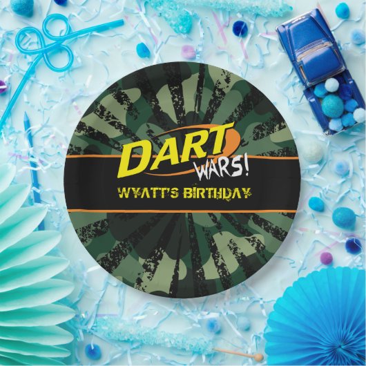 投げ矢戦争、迷彩柄、誕生日9インチの紙皿 ペーパープレート (パーティー)