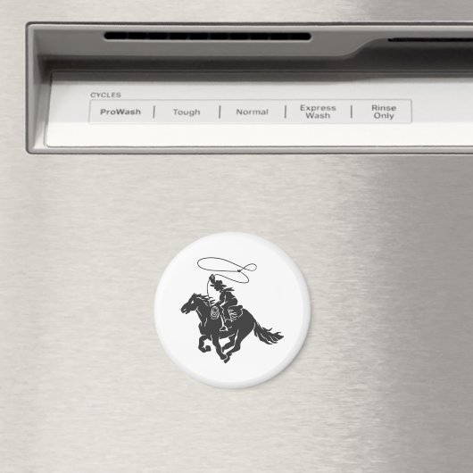 投げ縄で馬のランニングのカウボーイ マグネット (インサイチュ (食洗機))