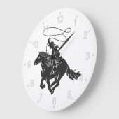 投げ縄で馬のランニングのカウボーイ ラージ壁時計 (傾斜)