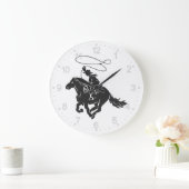 投げ縄で馬のランニングのカウボーイ ラージ壁時計 (ホーム)