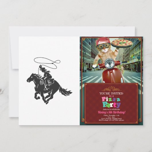 投げ縄で馬のランニングのカウボーイ 招待状 (正面)