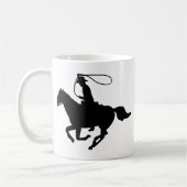 投げ縄とのカウボーイの乗馬 コーヒーマグカップ (左)