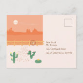 投げ縄とキャッシュを持つ女性のカーボーイ子供の誕生日パーティー インビテーションポストカード (裏面)