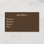 投げ縄の西部の名刺 名刺 (裏面)