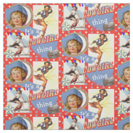 投げ縄の西部の生地を持つヴィンテージの女性のカーボーイ ファブリック