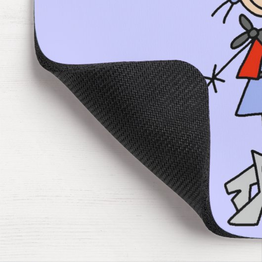 投げ縄を持つ棒の姿の女性のカーボーイ マウスパッド (コーナー)