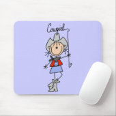 投げ縄を持つ棒の姿の女性のカーボーイ マウスパッド (マウス)