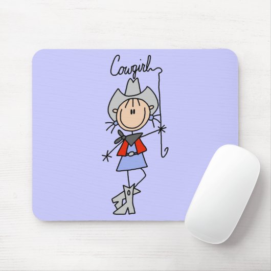 投げ縄を持つ棒の姿の女性のカーボーイ マウスパッド (マウス)