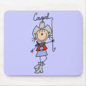 投げ縄を持つ棒の姿の女性のカーボーイ マウスパッド (正面)