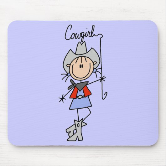 投げ縄を持つ棒の姿の女性のカーボーイ マウスパッド (正面)