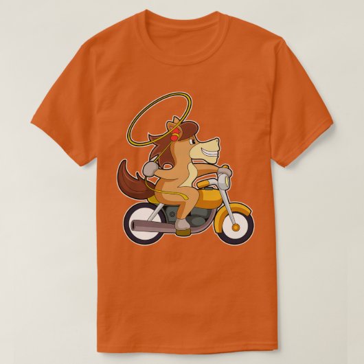 投げ縄バイク付きカウボーイとして馬 Tシャツ (デザイン正面)