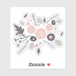 投げ花モチーフ灰色ピンクブラックよくはしゃぐ シール