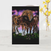 投ウマ科のげ馬のグリーティングカード カード (黄色い花)