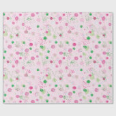 投モダンげ惑星、バラピンク&グリーン ラッピングペーパー (フラット)