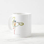 投疑問に思げ投げ投げ女性 コーヒーマグカップ (正面左)