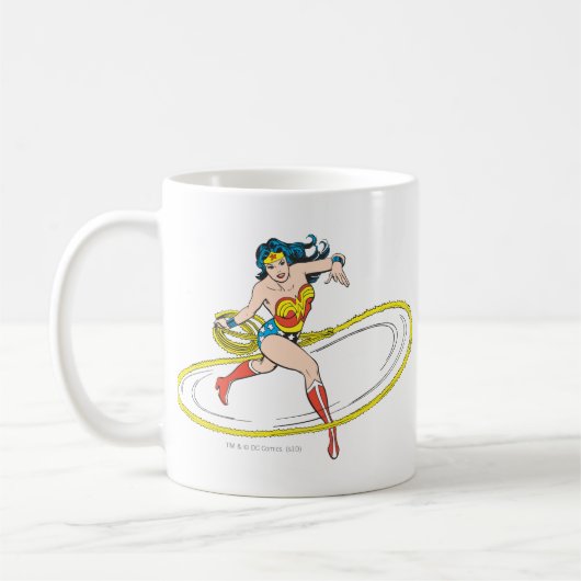 投疑問に思げ縄で丸めた女性 コーヒーマグカップ (左)