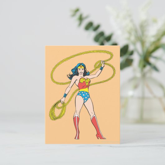 投疑問に思げ縄で立つ女性 ポストカード (スタンド正面)