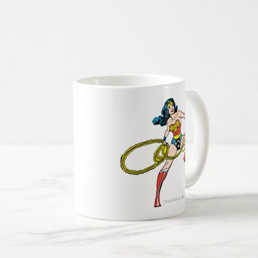 投疑問に思げ縄を右にスイングする女性 コーヒーマグカップ (正面右)