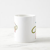 投疑問に思げ縄を右にスイングする女性 コーヒーマグカップ (中央)