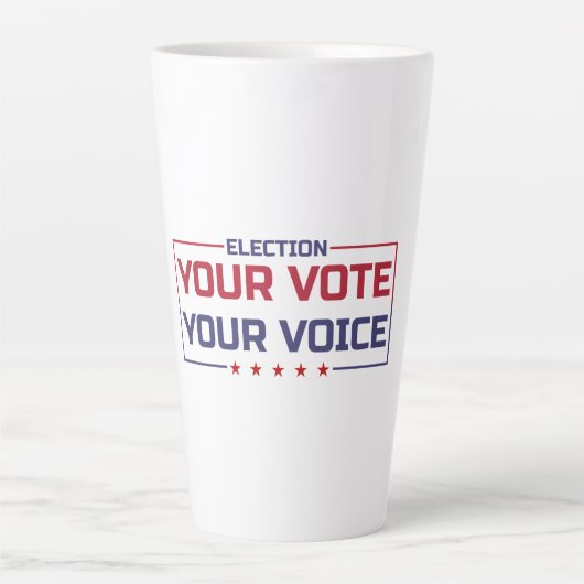 投票あなたの声の色の付いたフォント カフェラテマグ (正面)