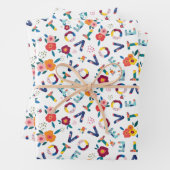 投票お洒落フローラ活動家ブルーイエローピンク ラッピングペーパーシート (インサイチュ)