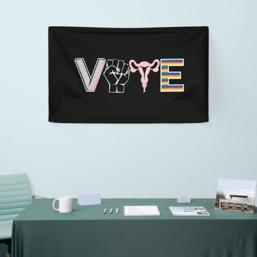 投票が禁止された書籍の生殖権BLM LGBTQ 横断幕 (トレードショー)