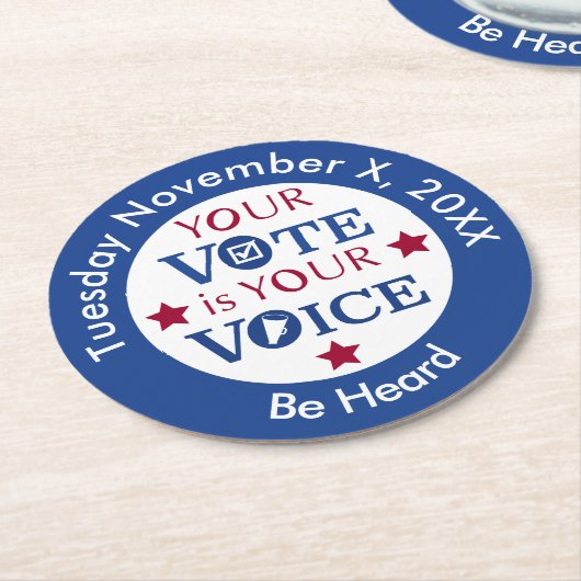 投票が音声メッセージカスタムである ラウンドペーパーコースター (アングル)