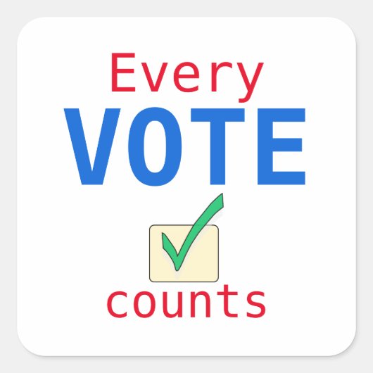 投票ごとに投票数をカスタム数える選挙ステッカー スクエアシール (正面)