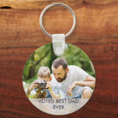 投票された最高のパパは常にカスタム父親の日の写真 キーホルダー (正面)