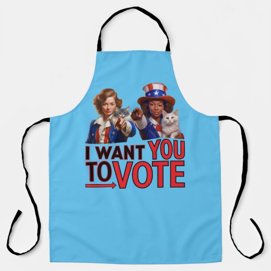 投票してほしい(キャットレディース) エプロン (正面)