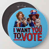 投票してほしい（キャットレディース） 缶バッジ (正面&裏面)