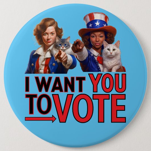 投票してほしい（キャットレディース） 缶バッジ (正面)