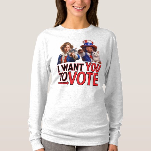 投票してほしい(キャットレディース) Tシャツ (正面)