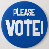 投票して！青いキャンペーンボタン 缶バッジ (正面)