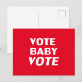 投票しよう 赤と白のモダンなタイポグラフィ ポストカード (正面/裏面)