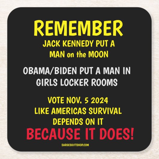 投票することを忘れない スクエアペーパーコースター (正面)