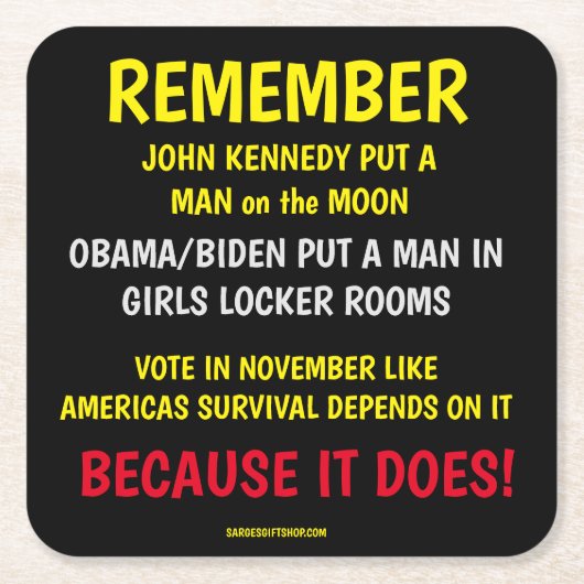 投票することを忘れない スクエアペーパーコースター (正面)