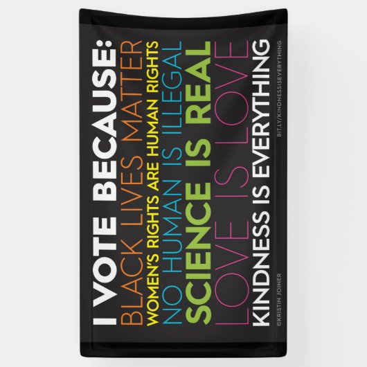 投票するのは…親切は何でも自慢だ 横断幕 (縦)