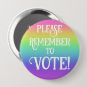 投票するのを忘れないで！レインボーボタン 缶バッジ (正面&裏面)