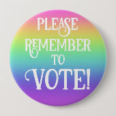 投票するのを忘れないで！レインボーボタン 缶バッジ (正面)