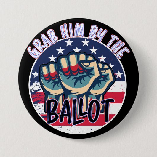 投票で彼を取り込む、投票2020、拳に抵抗 缶バッジ (正面)