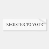 投票に登録するエレガントタイポグラフィ白黒 バンパーステッカー (正面)