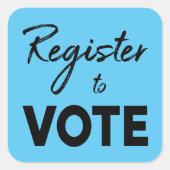 投票に登録スタイリッシュし、青の黒タイポグラフィ スクエアシール (正面)