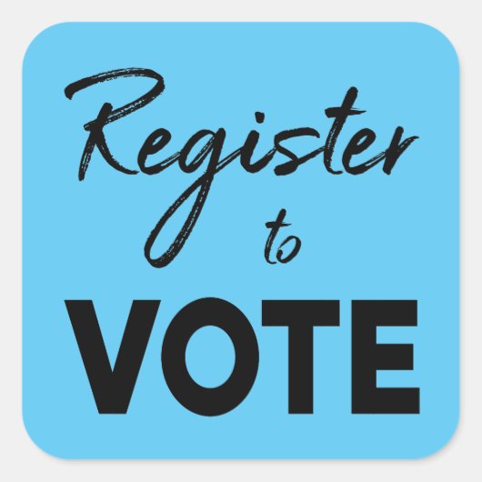 投票に登録スタイリッシュし、青の黒タイポグラフィ スクエアシール (正面)