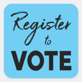 投票に登録スタイリッシュし、青の黒タイポグラフィ スクエアシール