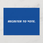 投票に登録モダンタイポグラフィ白と青 ポストカード (正面)