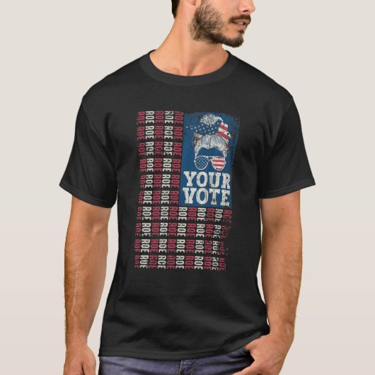 投票の乱雑なBun米国国旗 Tシャツ (正面)